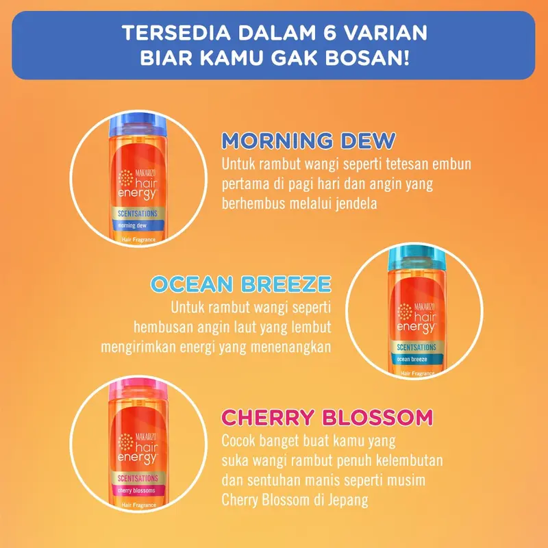 Makarizo Hair Energy Scentsations Hair Fragrance Morning Dew 100 mL Parfum Rambut / Perfume / Wangi 4