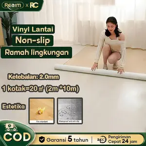 REAIM  Lantai Vinyl   Bahan PVC  Bebas Formaldehida  Material Aman untuk Bayi dan Ibu Hamil  Tahan Air dan Anti Lelah   Kualitas Premium  Multifungsi   Tebal  Ketebalan 1-1.5 mm  Lebar 2 meter x Panjang 5 meter / 10 meter / 25 meter