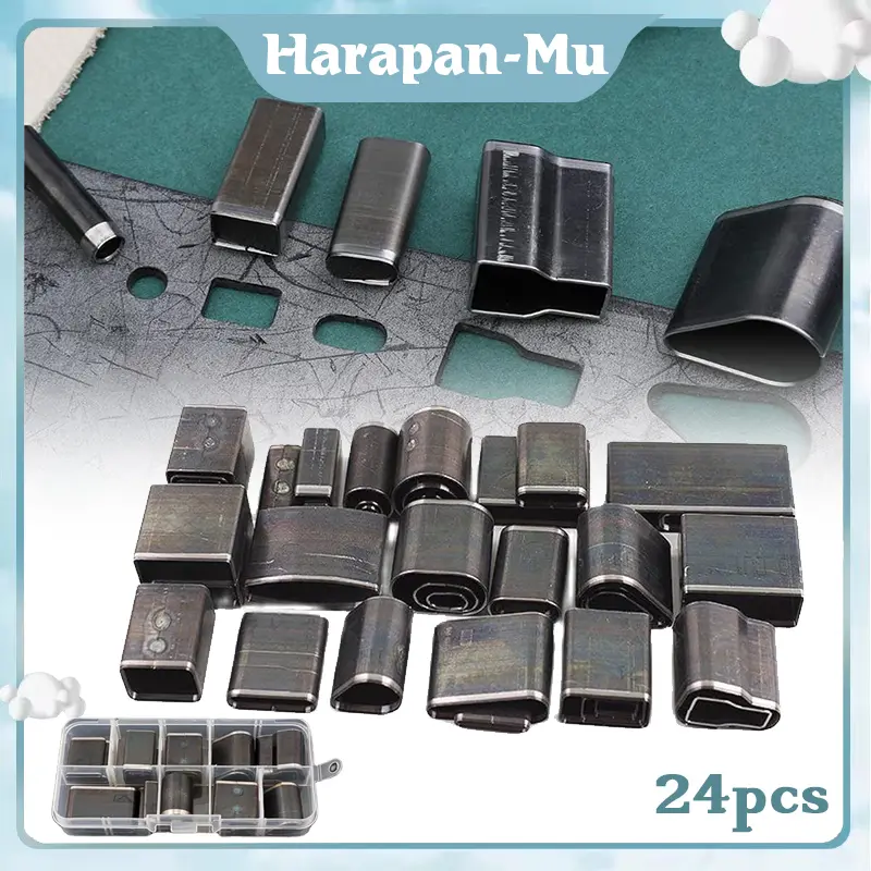 24 Pcs Hollow Hole Space Cutter Punch Set Handmade Leather Punching Alat Pembolong Kulit Handmade Diy Bahan Baja