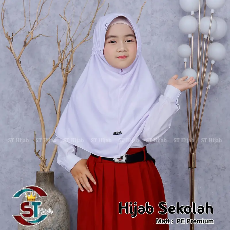 Hijab Sekolah Instan SD SMP SMA Pita Tertutup Bahan Kaos PE Premium 7