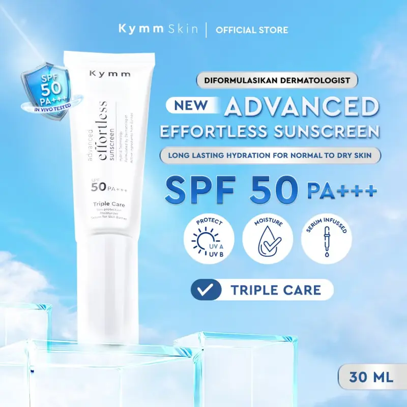 KYMM SKIN Advanced Effortless Sunscreen SPF 50 PA+++ | Hybrid Glass Skin Glow Finish for Normal to Dry Skin 1