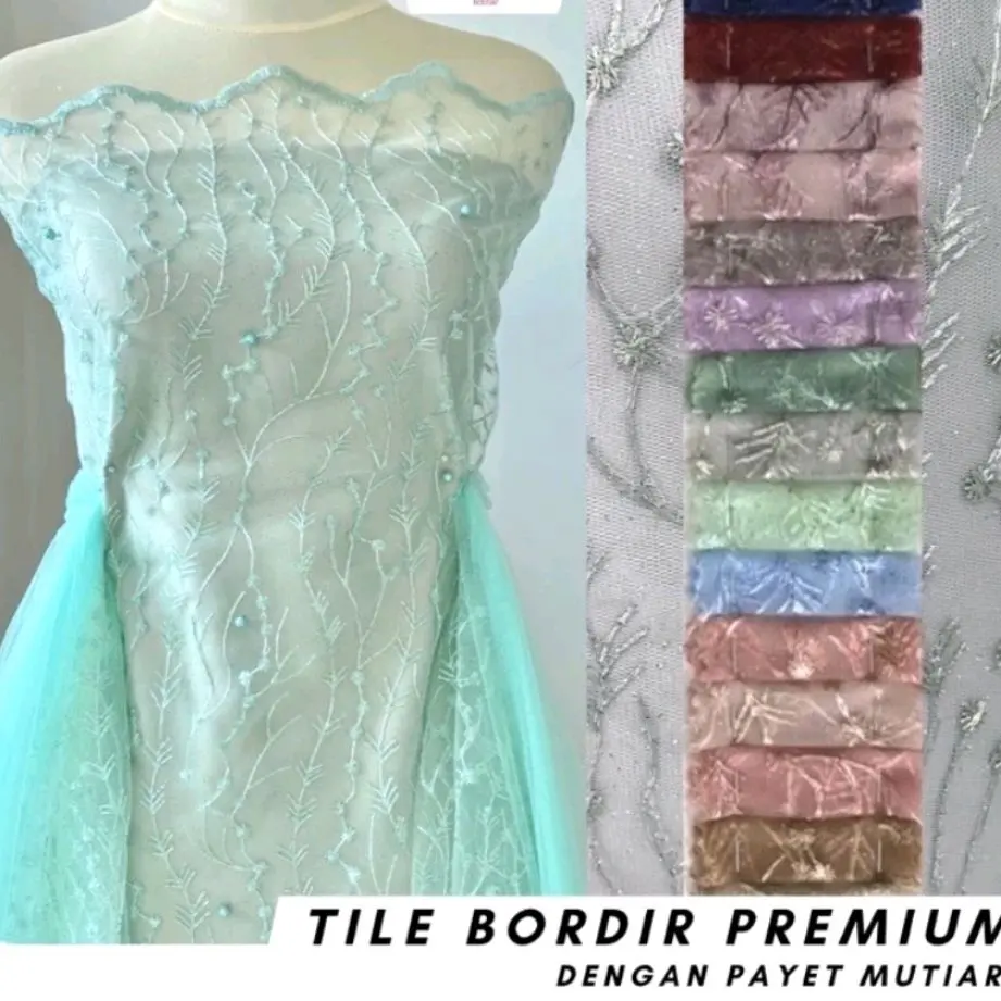 Kain Brukat Meteran Brukat Tille Mutiara Elegant