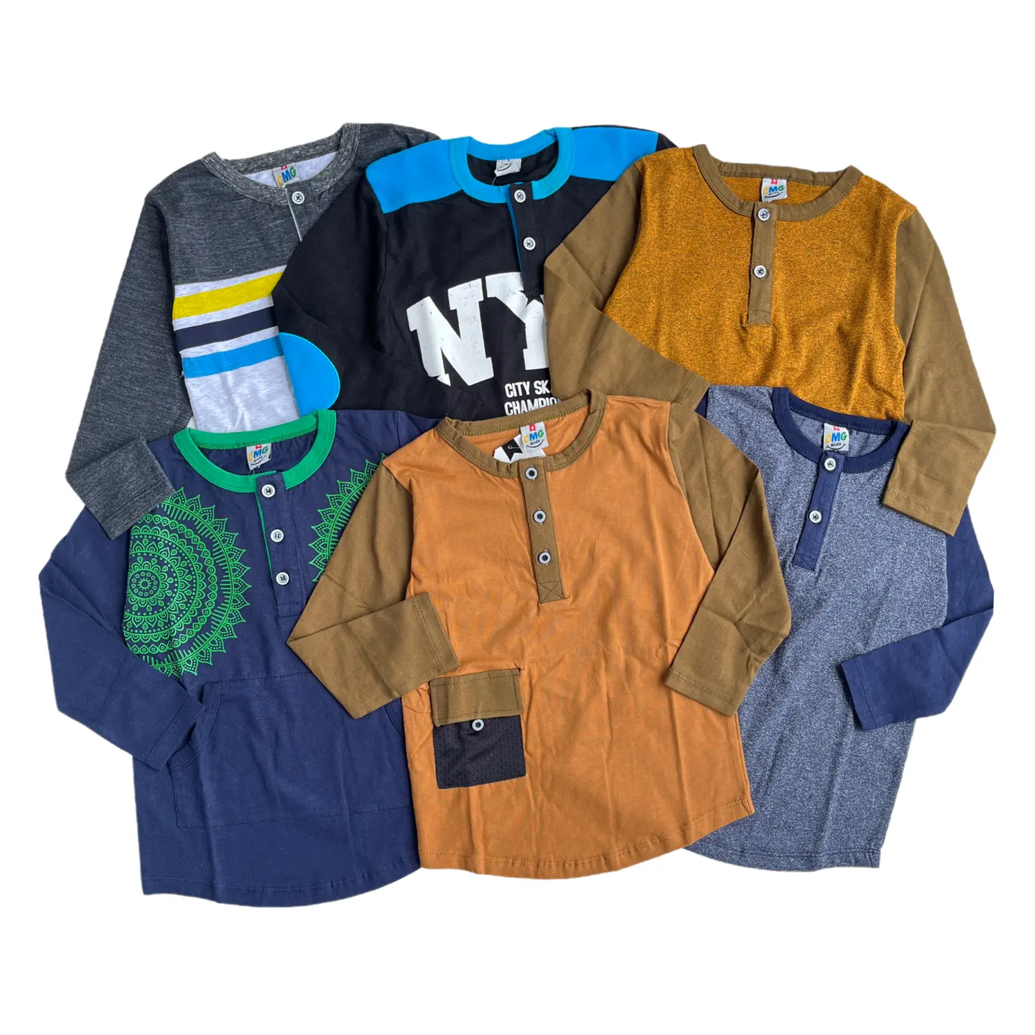 Kaos Lengan Panjang Anak CMGKIDS Katun Combed - Fashion, Casual, Kaos Saku