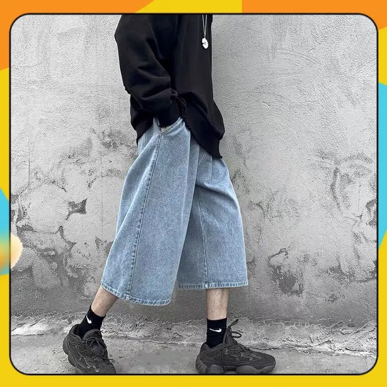Denim Shorts Men's Summer Outdoor Fashion Brand Ins Korean Style Trendy All-Match Cropped Pants Men's Casual Pants