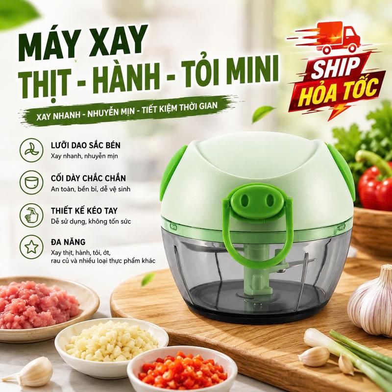 Máy Xay Thịt - Hành - Tỏi - Loại 3 Lưỡi Cực Mạnh - Dụng Cụ Xay Thực Phẩm Nhà Bếp