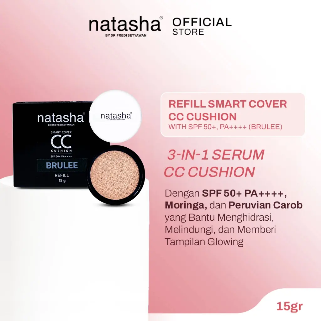 Natasha Refill Smart Cover CC Cushion Latte SPF 50+ PA++++ Water Resistant dengan UV Filter dan Ekstrak Botanikal 15gr