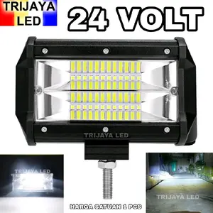Lampu Tembak Sorot 24 Volt LED CWL 24 Mata 2 Susun BAR CREE Truk Bus Canter Tronton Traktor Jauh Dekat High Low Hi Lo Offroad Truck Bis Fuso Hino Ragasa Tractor Bar Cree LightBar Work Light Motor Mobil Alat Berat Putih Waterproof Alluminium Besi White