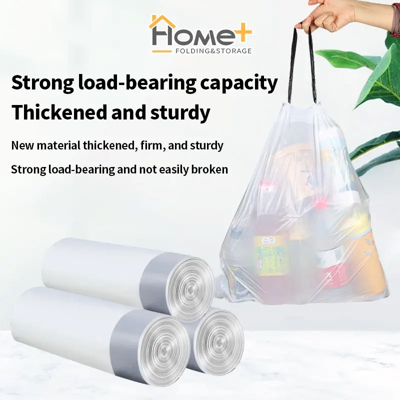 (HOME+) Trash Bag 45 x 50cm (1 Roll 15pcs) / Drawstring Garbage Bag / Rubbish Bag / Plastic Bag For Rubbish Bin eco-friendly عالمى