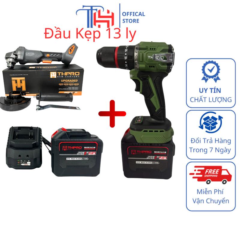 Combo Máy Cắt THPRO F1, Máy Khoan Pin 3 Chức Năng THPRO7713 13ly Động Cơ Không Chổi Than, Chân Pin Phổ Thông Kèm 2 Pin 1 Sạc - Thương Hiệu THPRO