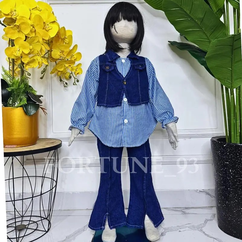 Set Anak Perempuan Zoya Jeans Cutbray Bunga Tulip Import Usia 3-10 Tahun Terbaru 2024 - Baju Celana Fashion Motif 4