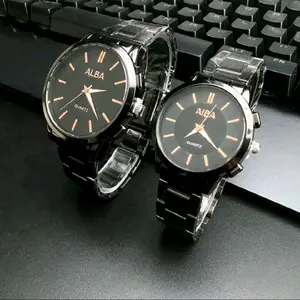 Jam Tangan Pasangan Pria Dan Wanita Model Analog Quartz Strap Rantai Elegan - Couple