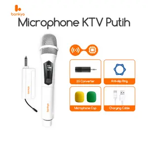 Bonkyo Mikrofon Gandanirkabel Hijau Berlapis listrik dengan Tuner Karaoke Tuner Suara Profesional untuk kegunaan imut dan serbaguna SU-108Rasio Sinyal-ke-Kebisingan:72dB - Logam, Mic - Plastik, Wireless