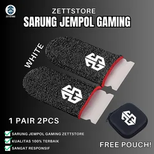 ZETTSTORE Sarung Jempol Gaming Full Silver Fiber Putih Sangat Responsif Anti Ghost Touch Aksesoris Untuk Game Free Fire & Mobile Legends 1 Paket Isi 2 Pcs