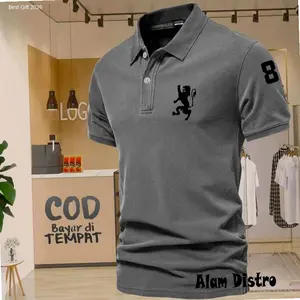 COD T-shrit POLO kerah Singa 8 Text Hitam Kaos Kerah Dewasa Shirt / Kaos Wangki Pria Polo Unisex | Hot Item