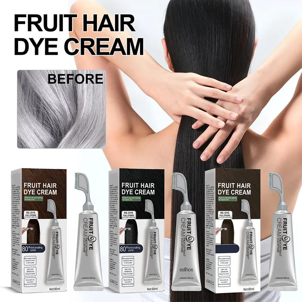80ml Black Fruit Dyeing Cream Gentle Long-lasting Fruit Dyeing Cream With Comb C4X4