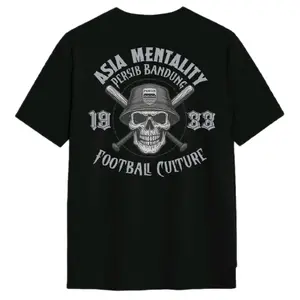 Kaos Distro Bahan Katun Premium - Desain Skull dengan Kapak & Teks Klasik, Model Reguler (Tersedia Warna Hitam & Putih)