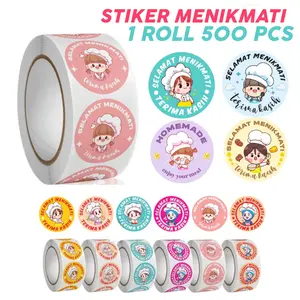 500 Pcs Sticker Roll Selamat Menikmati Stiker Bulat ST001