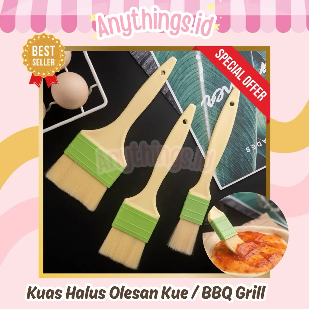 Kuas Oles BBQ Kuas Kuning Premium Kue Halus Food Grade Kuas Olesan Jumbo Kuas Kuning Yellow Brush Kuas Serbaguna