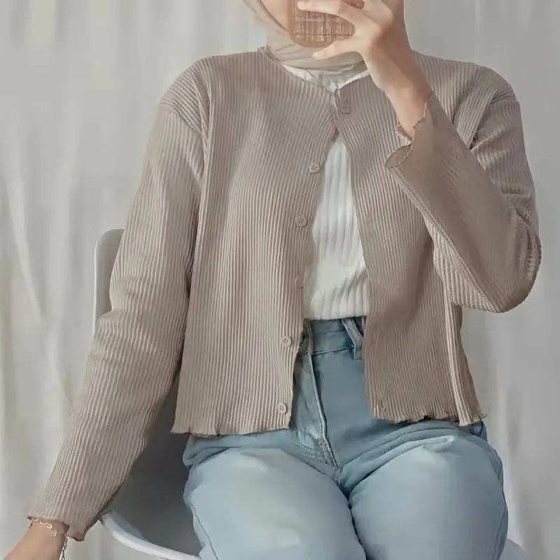 Cardigan Crop Outer Rib / Korean crop cardigan outer / Cardigan crop top wanita lengan panjang / Atasan Wanita cardi rib Knitwear