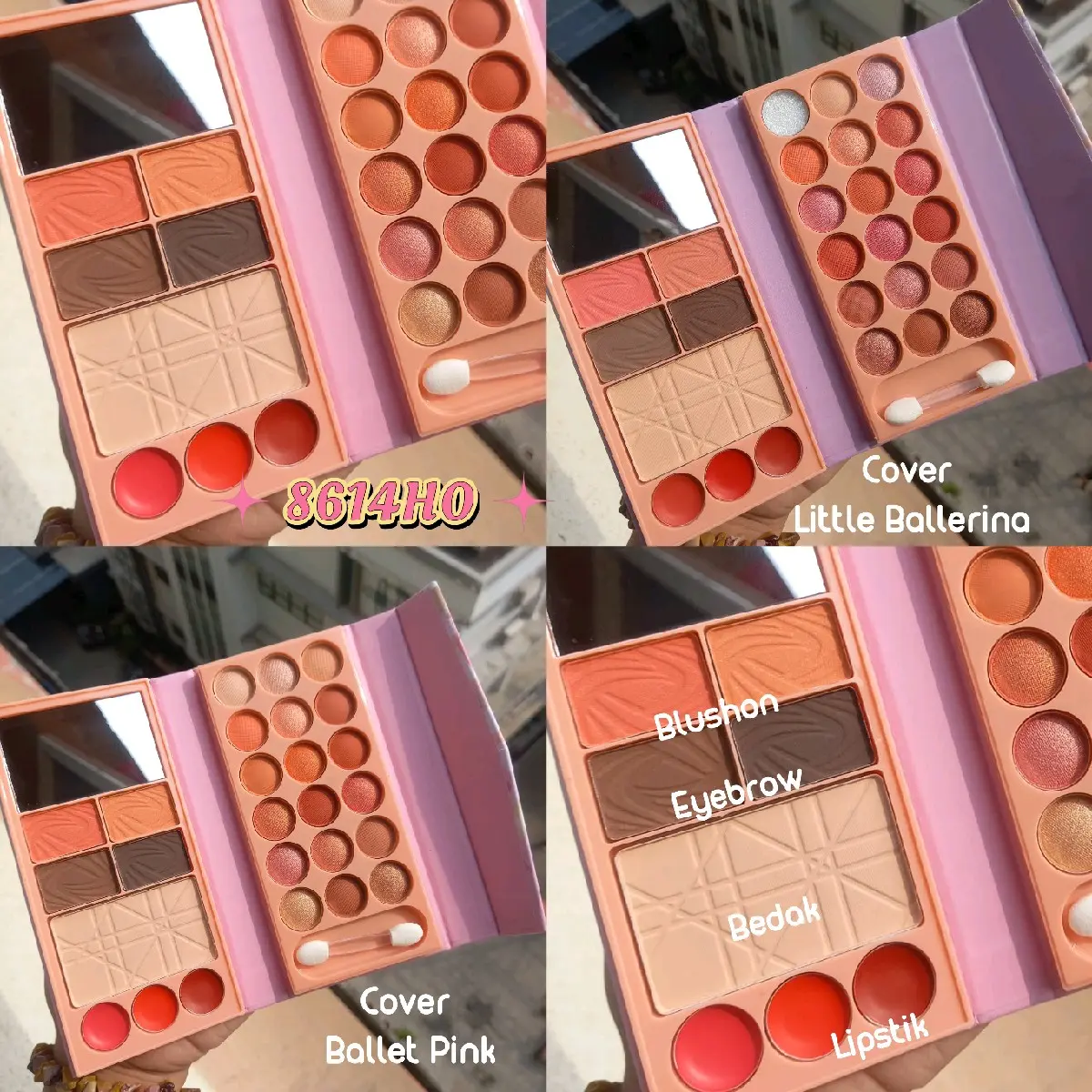 ECER!! Palet Makeup Eyeshadow+Blusher+Lipstik 8614 Waterproof Pewarna Wajah Kosmetik Palette