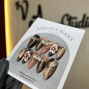 Press on nail mahogany || kuku palsu mahogany || press on nail handmade || kuku wedding || kuku palsu