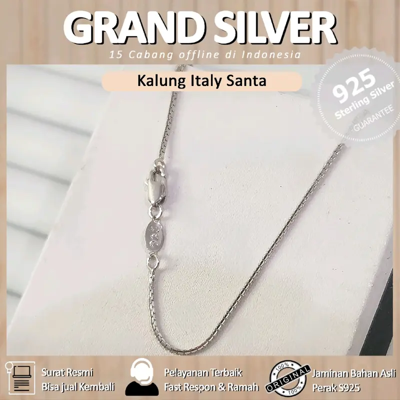 Grand Silver - Kalung italy Santa putih berkilau 0