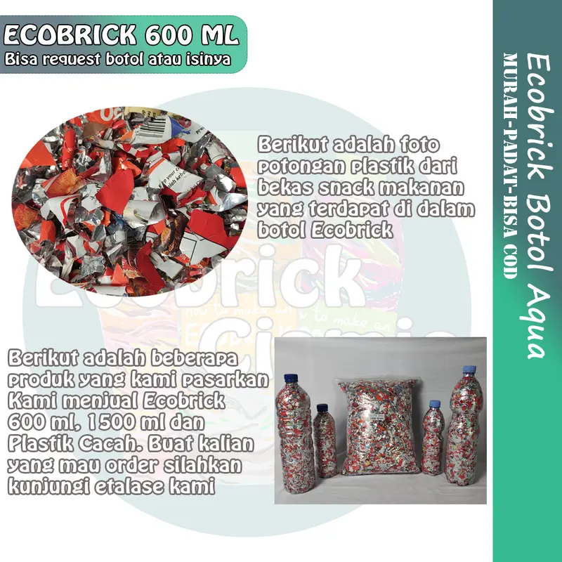 Ecobrick Botol Vit 600 ml berat 250g gram padat murah 1