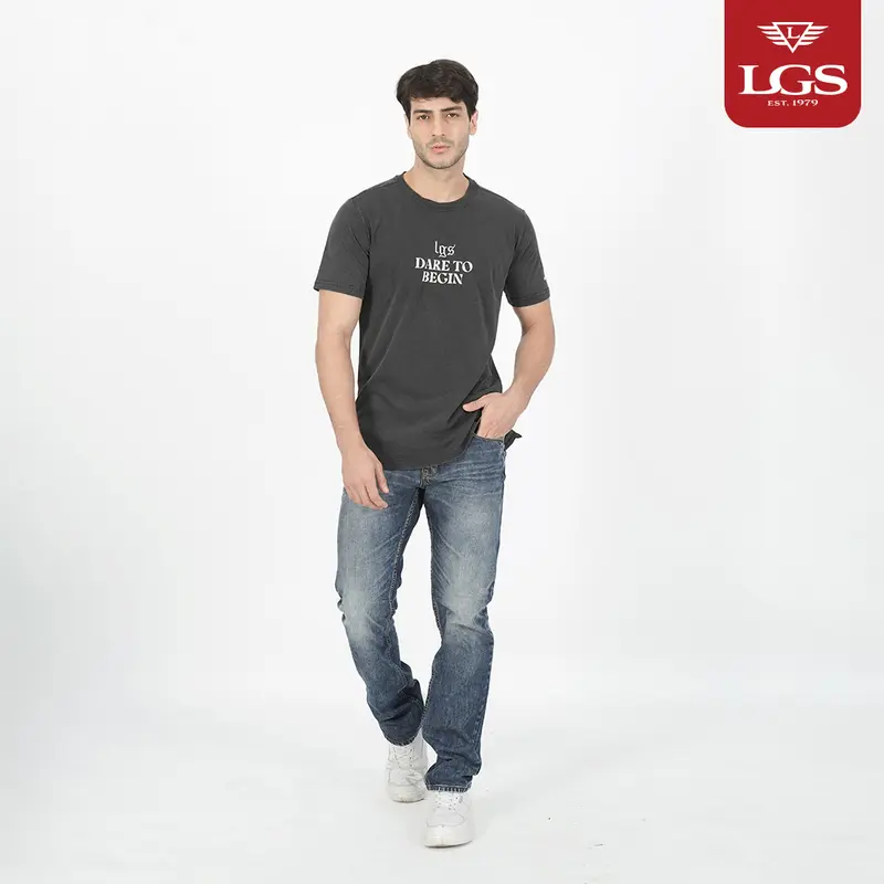 LGS - Signature Wash - Kaos Casual Pria - Sablon T-Shirt - Katun - Warna Coklat - Slim Fit - Multi 7