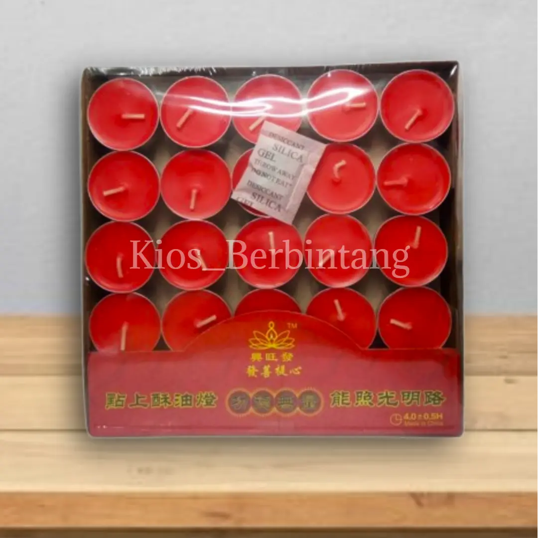 Lilin Tealight 4 Jam TB Warna Merah Isi 100Pcs