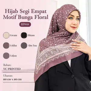 HIJAB SEGI EMPAT 110X110 CM DENGAN MOTIF BUNGA-BUNGA CANTIK DAN ANGGUN - RP021, RP009