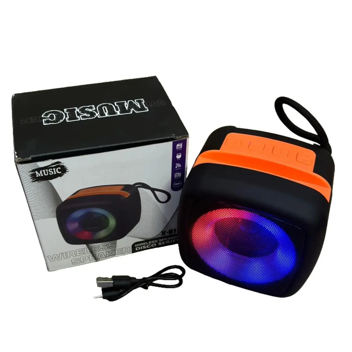 SPEAKER BLUETOOTH PORTABLE FULL BASS LED RGB WIRELESS SPEAKER DISCO SERIES X911