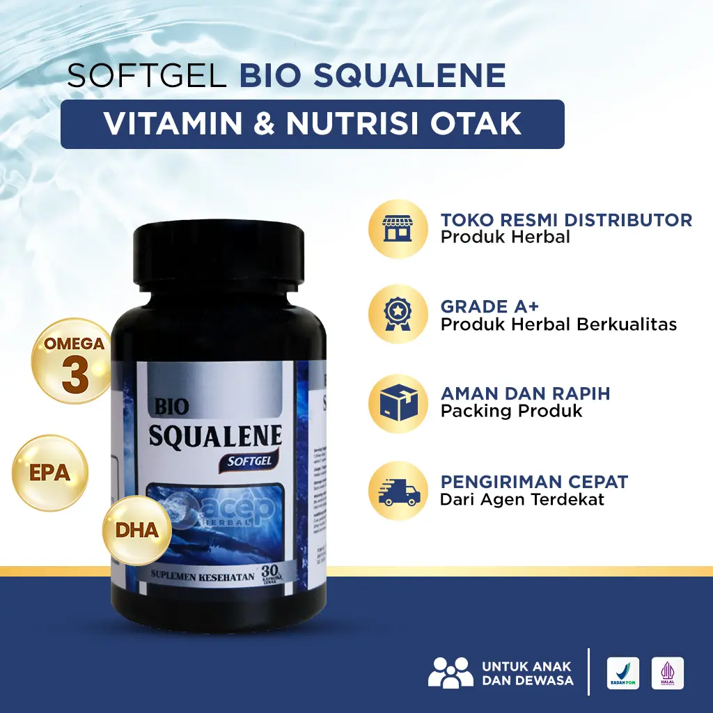 Vitamin Otak Dewasa Anak Cerdas Pencerdas Pena-mbah Daya Ingat Bio Saqualene Suplemen Kesehatan