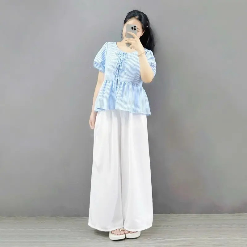 Set Bigsize Hè Trẻ Trung (CÓ LẺ ÁO/ QUẦN), Áo Babydoll Tay Bồng Mix Quần Suông Ống SIÊU RỘNG Tôn Dáng Cho Chị Em Chuppy (58-92Kg)- A190 Q530 | BigBuy360 - bigbuy360.vn Set Bigsize Hè Trẻ Trung (CÓ LẺ ÁO/ QUẦN), Áo Babydoll Tay Bồng Mix Quần Suông Ống SIÊU RỘNG Tôn Dáng Cho Chị Em Chuppy (58-92Kg)- A190 Q530 | BigBuy360 - bigbuy360.vn
