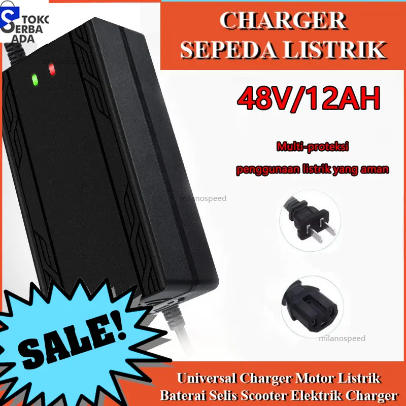 Charger Sepeda Listrik 48V 12AH / Charger Motor Listrik / Baterai Selis Scooter Elektrik Charger