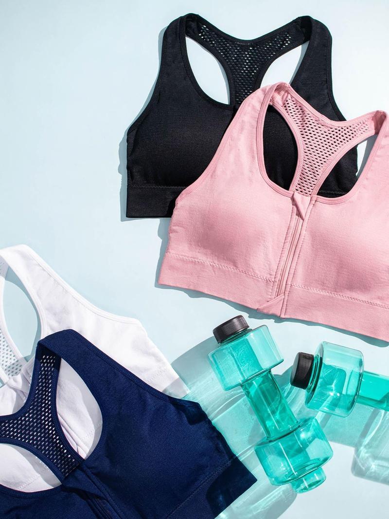 Product Introduction of Women's Solid Backless Wireless Sports Bra, Breathable Comfortable Seamless Front Zipper Bra, Activewear, Gymclothes, Ladies Lingerie for All Seasons 4