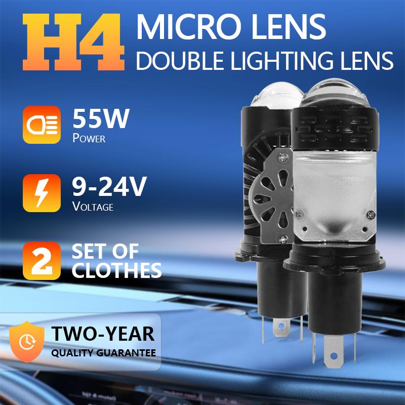 Ống kính máy chiếu mini LED H4 Bóng đèn pha ô tô LED CANBUS Đèn xi nhan cao…