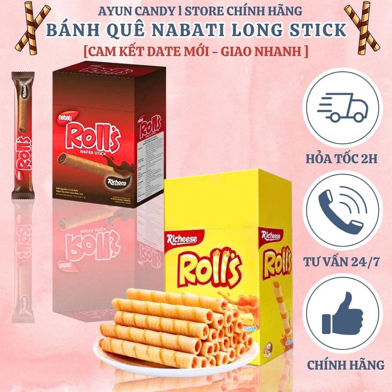  COMBO 2 HỘP  Bánh Quế Nhân Phô Mai Roll's Nabati Richeese Cheese Cream Wafer Stick - Bánh Quế Nabati Rolls 