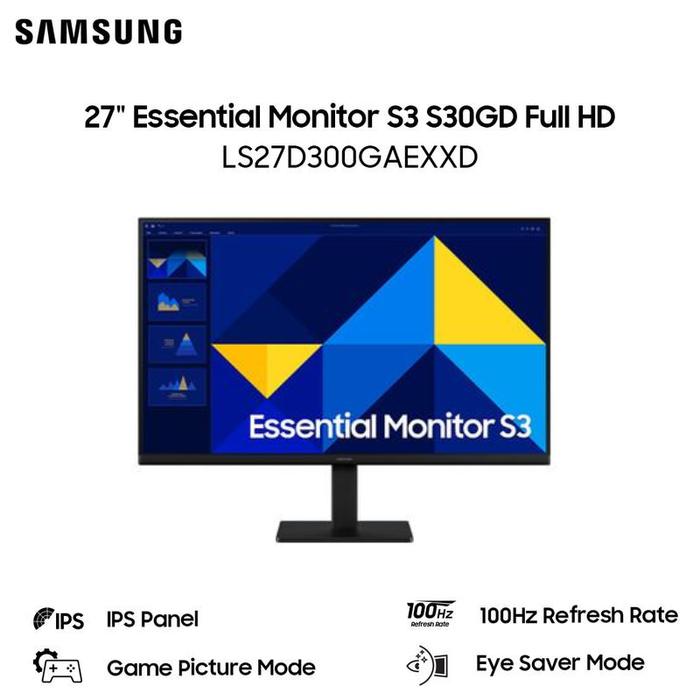 Gambar Samsung S27D300 27 Inch Essential Monitor S3 - FHD IPS 100Hz 5ms - LS27D300GAEXXD dari JnJ Online Kota Administrasi Jakarta Pusat Tokopedia