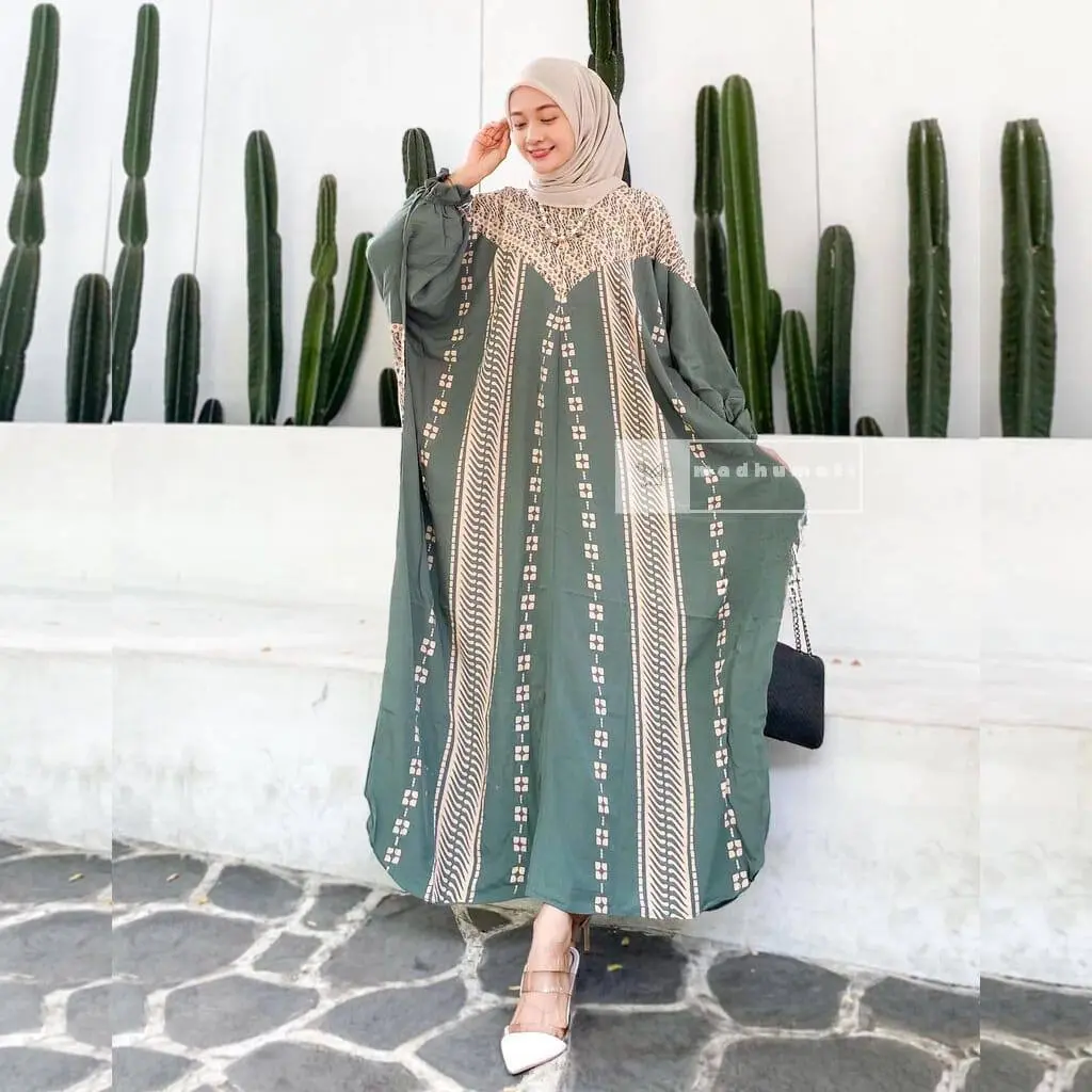 Batik Laris Joyo - Kaftan Motif Alexandria Bahan Rayon Super Size Jumbo XXXL LD 170 cm Panjang Muslim Katun Atasan