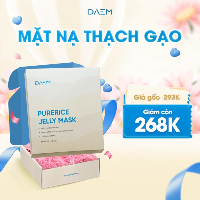 Mặt Nạ Thạch Gạo DAEM Purerice Jelly Mask Dưỡng Trắng Cấp ẩm Da Căng Bóng Mịn Màng 1 Hộp x 5 miếng 