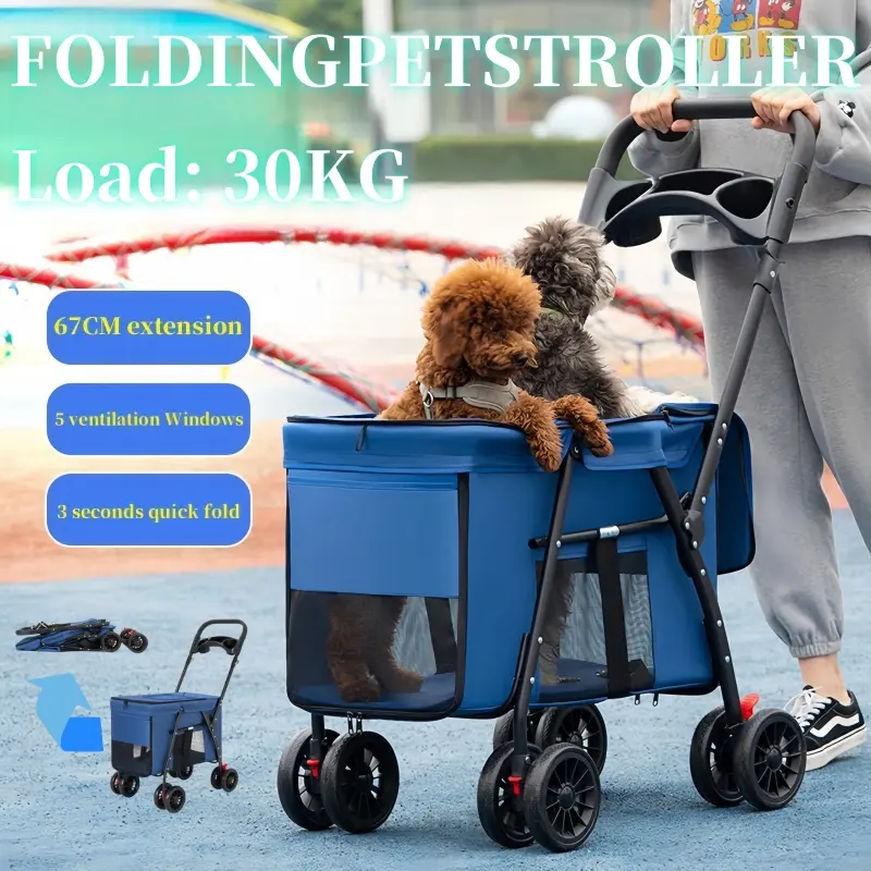 Medium and Large Pet Stroller for Dogs and Cats - Lightweight Teddy Trolley for Small Pets