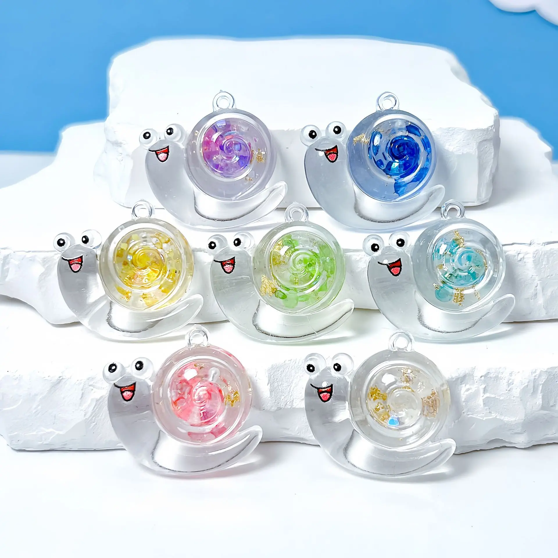 Cartoon cute glow-in-the-dark snail diy keychain pencil case bag earrings Pendant acrylic accessories