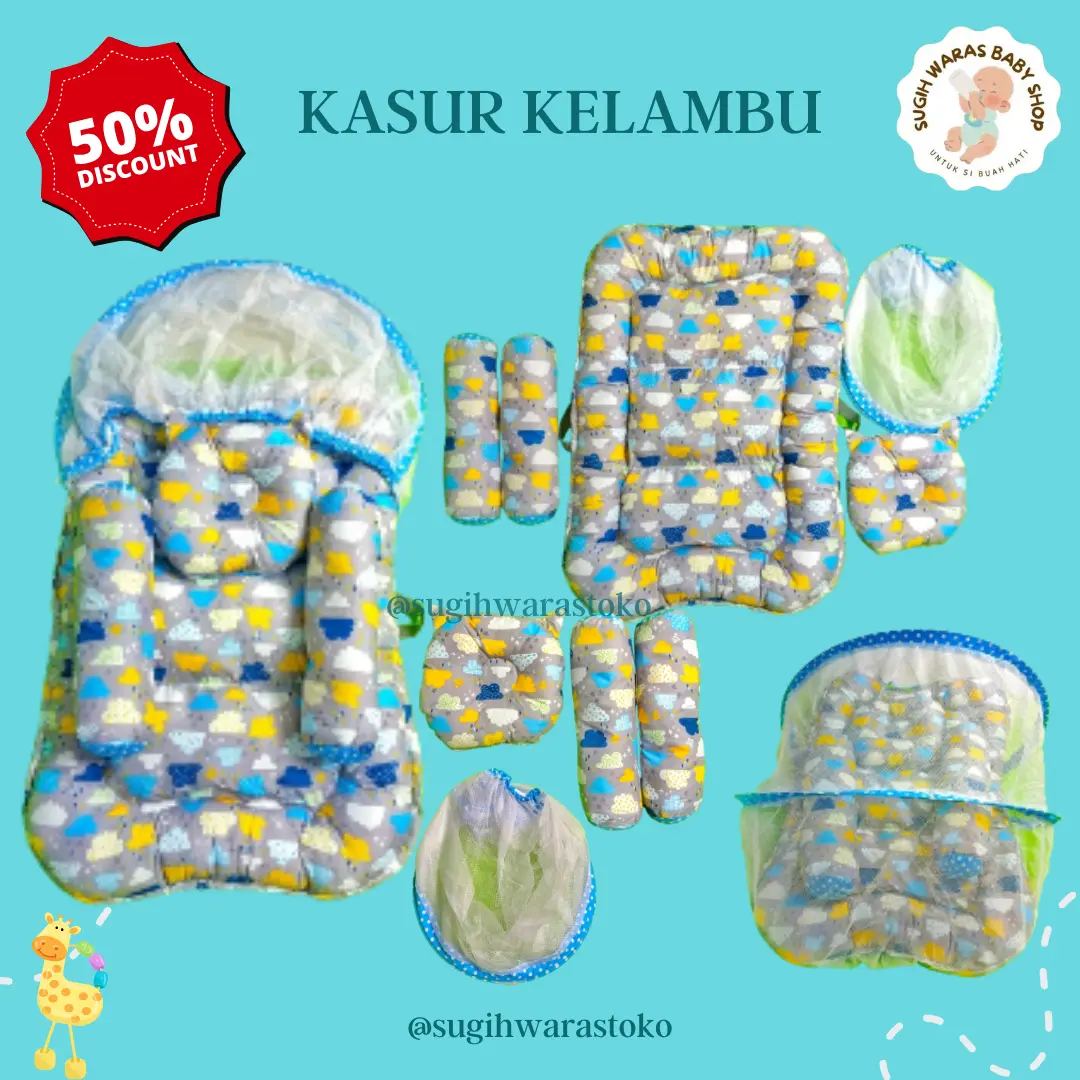 [KASUR KELAMBU] PROMO!! Set Kasur Bayi Lengkap dengan Kelambu dan Bantal Guling Motif Karakter Empuk Nyaman