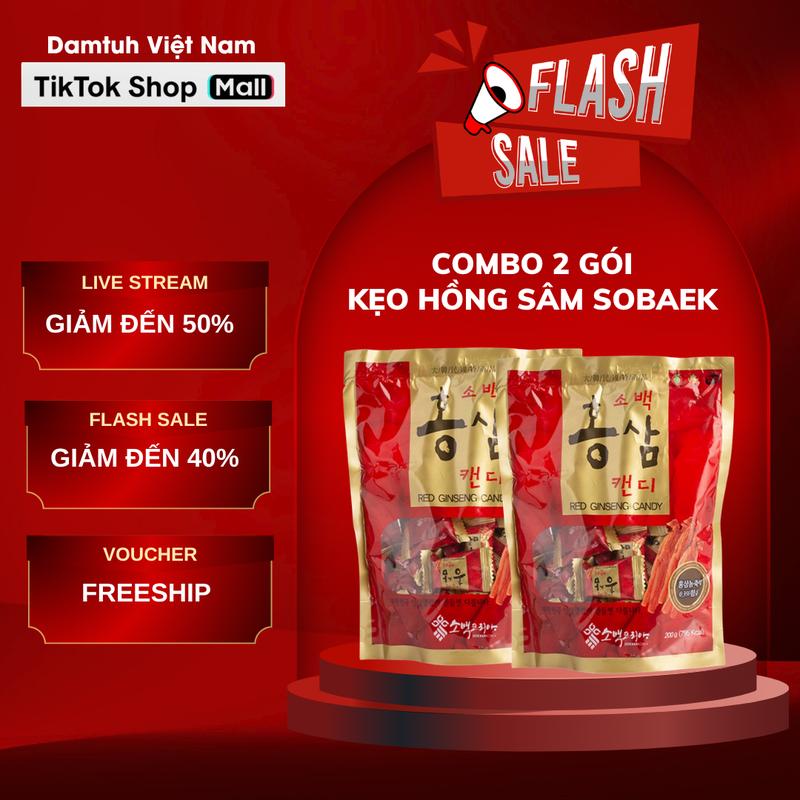 Kẹo Hồng sâm SOBAEK Hàn Quốc - Gói 200g