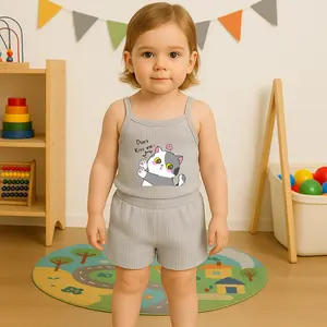 HANNA - SET ANAK LUCIANA KISS CAT TERBARU / SETELAN SINGLET ANAK CELANA PENDEK PEREMPUAN MOTIF DTF