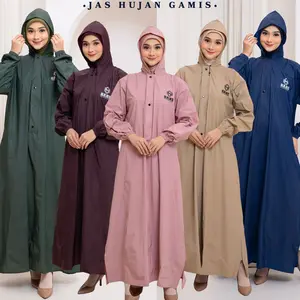 HANS Jas Hujan Gamis Mantel Hujan Wanita Muslimah Syar'i Bahan PVC Tebal Elastis Kuat Anti Rembes Tahan Lama Ringan Cepat Kering Dewasa