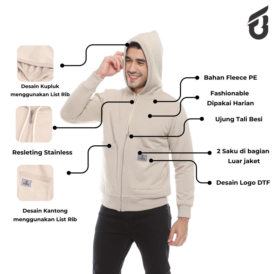 FUB V3 Jaket Zipper Fleece Korean Style Premium High Quality Unisex Bahan Fleece Nyaman Gaya Korea Cocok Untuk Pria Dan Wanita
