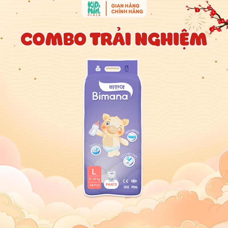   1BM   KHÔNG QUÀ   COMBO 1 BỊCH Tã bỉm quần dán Bimana Hàn Quốc thấm hút tốt mỏng thoáng đóng đêm có đủ size cho bé 