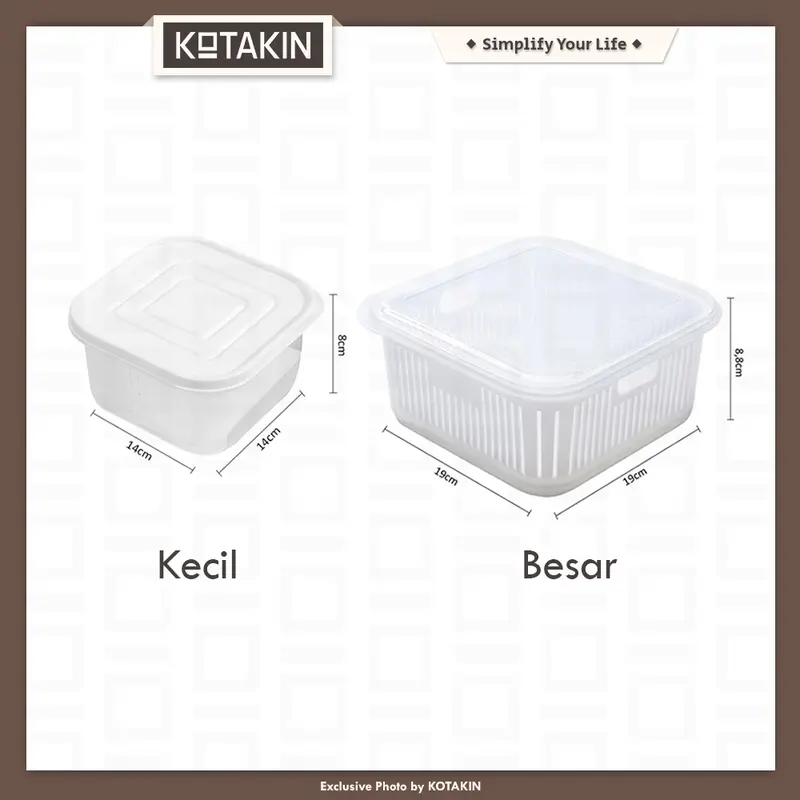 Tempat Sayur Kotak Penyimpanan Buah Saringan Tirisan Cucian Sayur Box Storage Kulkas Serbaguna 5