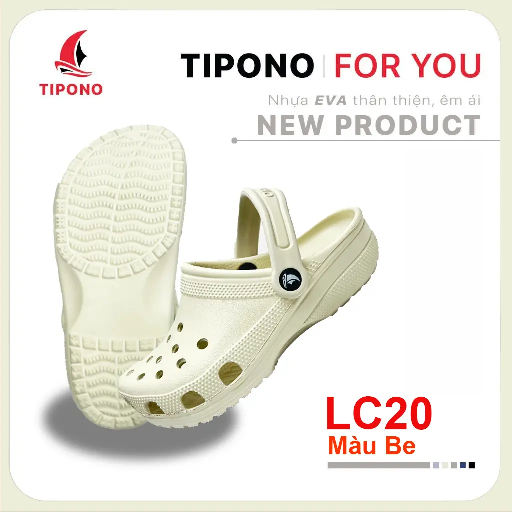 KHÔNG KÈM CHARM - ALYDO TIPONO Dép Sục LC20 Nguyên Khối Nhựa Eva Chống Trơn Trượt Nhiều Màu Sắc